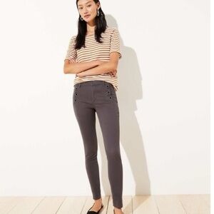 Loft Women's NWT Sailor Sateen Gray Enamel Buttons Cotton Suede Leggings - 25/0
